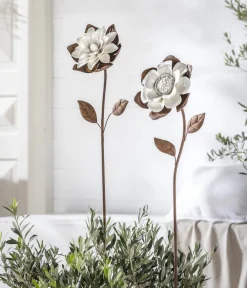 Dehner Windspiele & Gartenstecker > Eisen/Keramik-Dekostab Rostblume