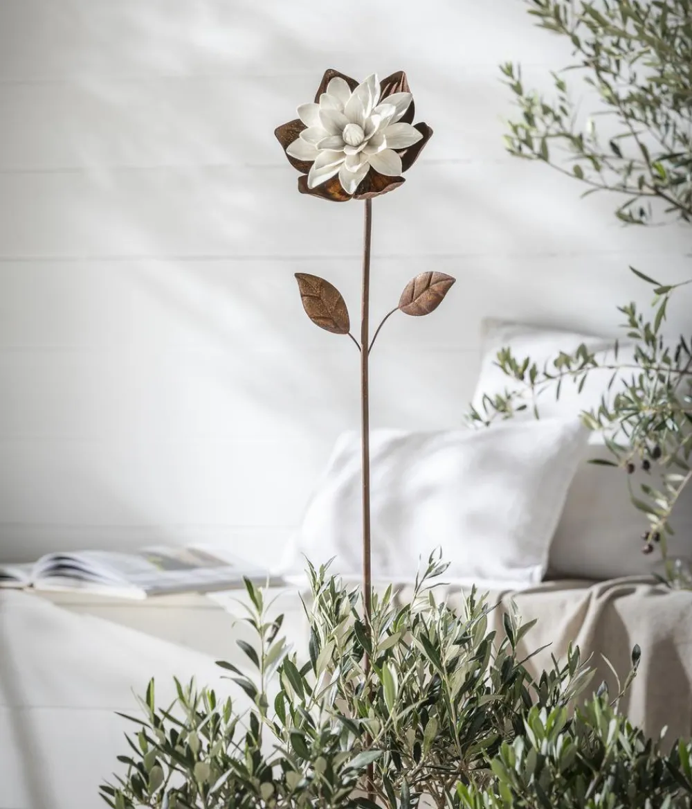 Dehner Windspiele & Gartenstecker > Eisen/Keramik-Dekostab Rostblume