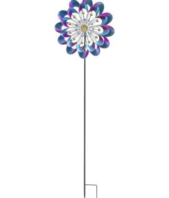 Dehner Windspiele & Gartenstecker - Eisen-Windrad Diana, ca. H133,5 cm Blau