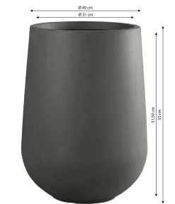 Dehner Fiberglas-Topf Curved, rund, Anthrazit Clearance