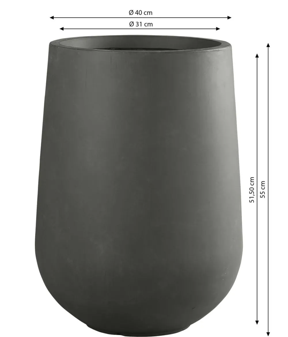 Dehner Fiberglas-Topf Curved, rund, Anthrazit Clearance