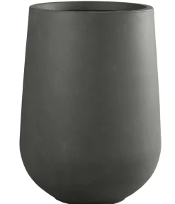 Dehner Fiberglas-Topf Curved, rund, Anthrazit Clearance
