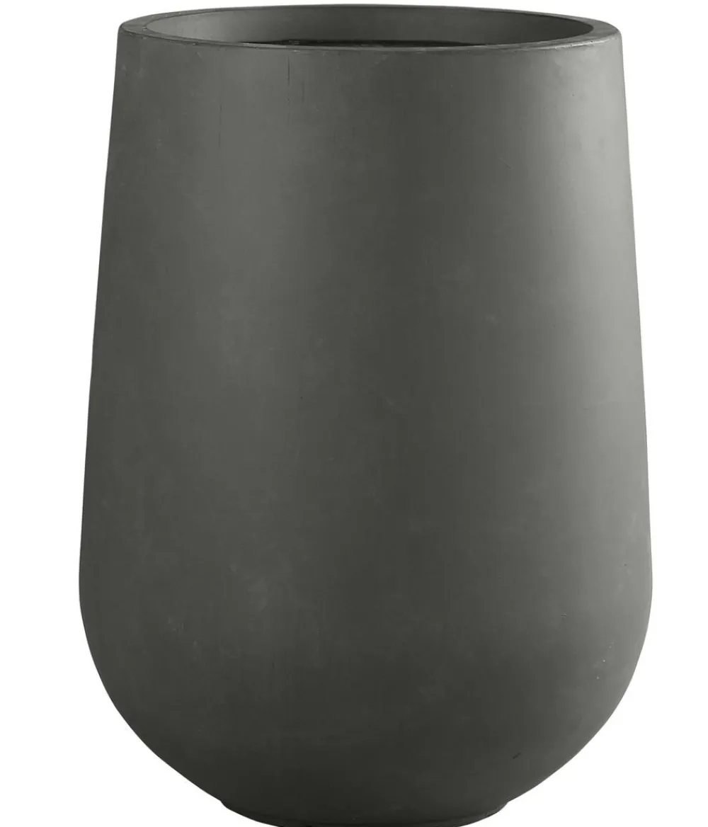 Dehner Fiberglas-Topf Curved, rund, Anthrazit Clearance