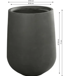 Dehner Vasen|Pflanzkübel & Blumenkästen - Fiberglas-Topf Curved, rund, Anthrazit