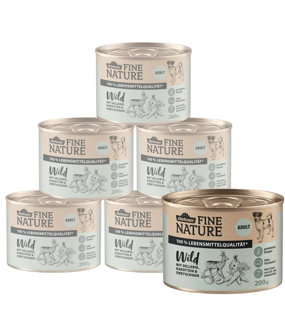 Dehner Fine Nature Nassfutter Hund > Nassfutter für Hunde Adult, Wild mit Sellerie, Karotten & Zwetschgen