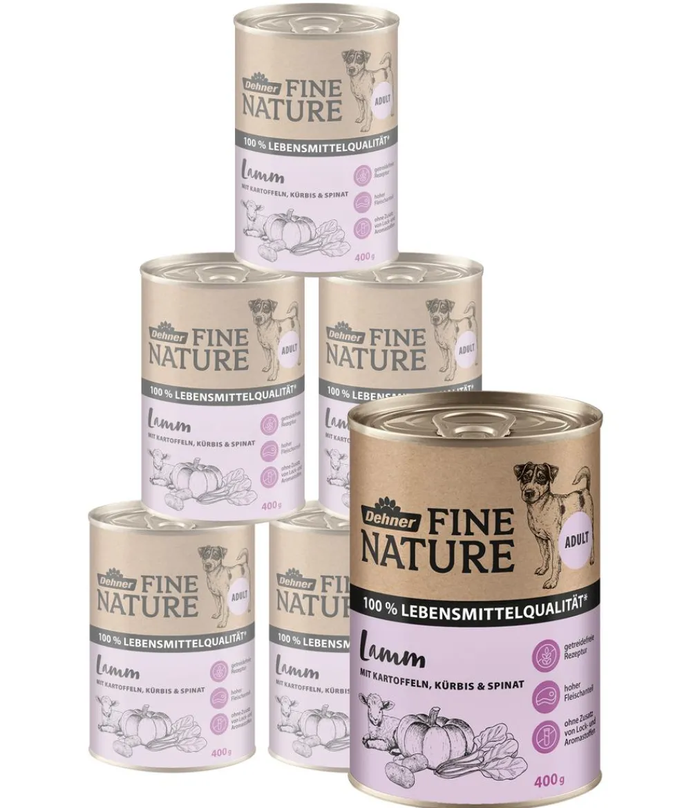 Dehner Fine Nature Nassfutter Hund > Nassfutter für Hunde Adult, Lamm mit Kartoffeln, Kürbis & Spinat