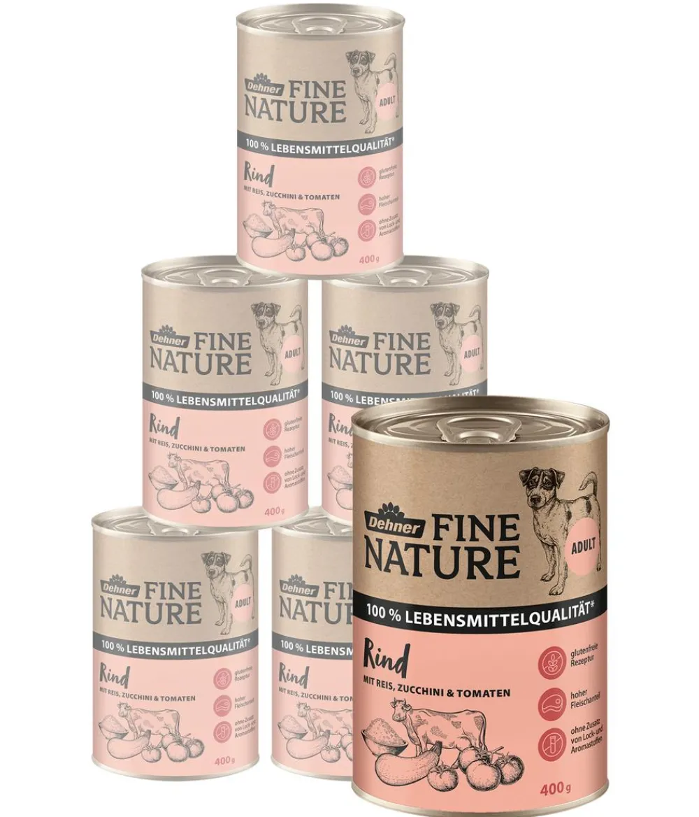 Dehner Fine Nature Nassfutter Hund > Nassfutter für Hunde Adult, Rind mit Reis, Zucchini & Tomate