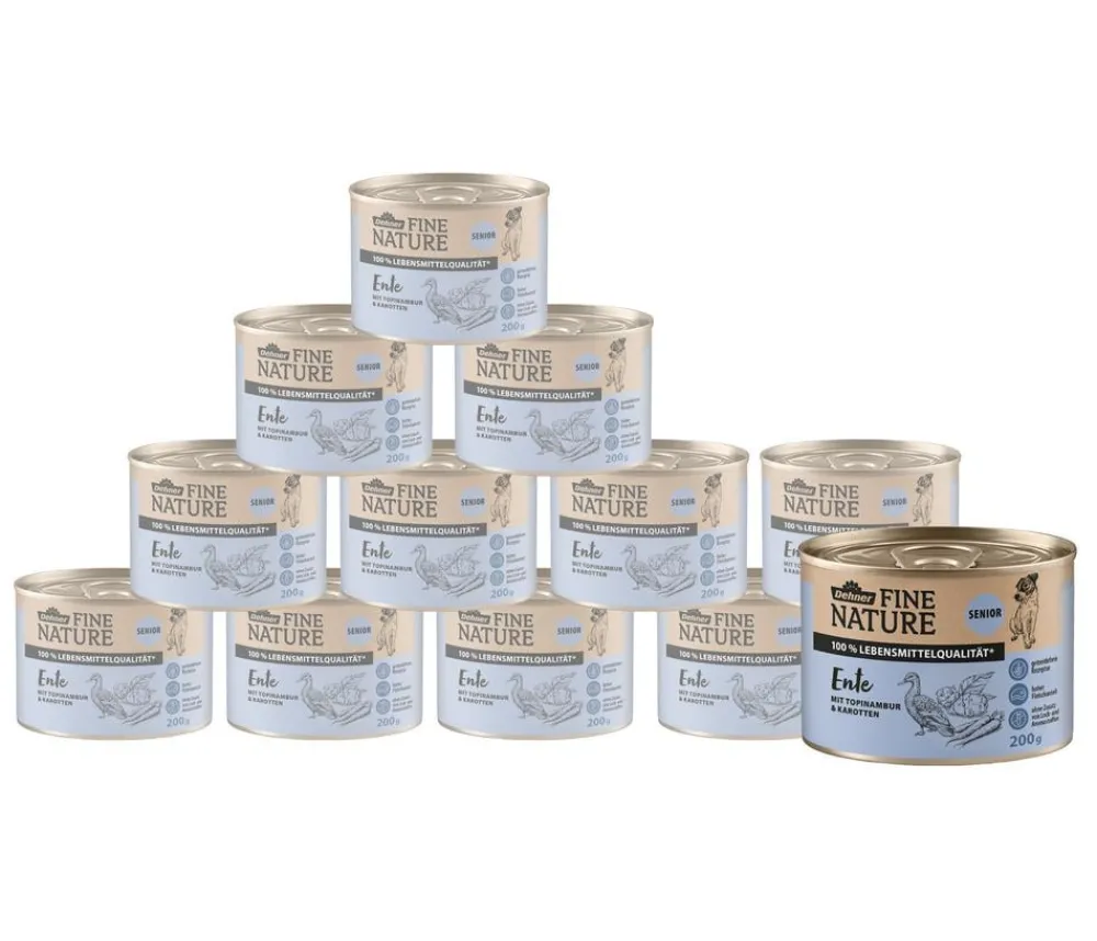Dehner Fine Nature Nassfutter für Hunde Senior, Ente mit Topinambur & Karotten Hot