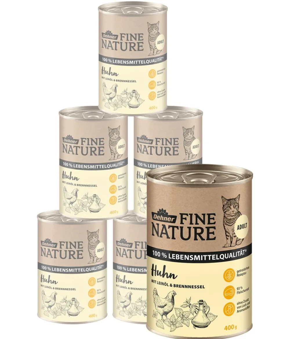Dehner Fine Nature Nassfutter Katze > Nassfutter für Katzen Adult, Huhn mit Leinöl & Brennnessel
