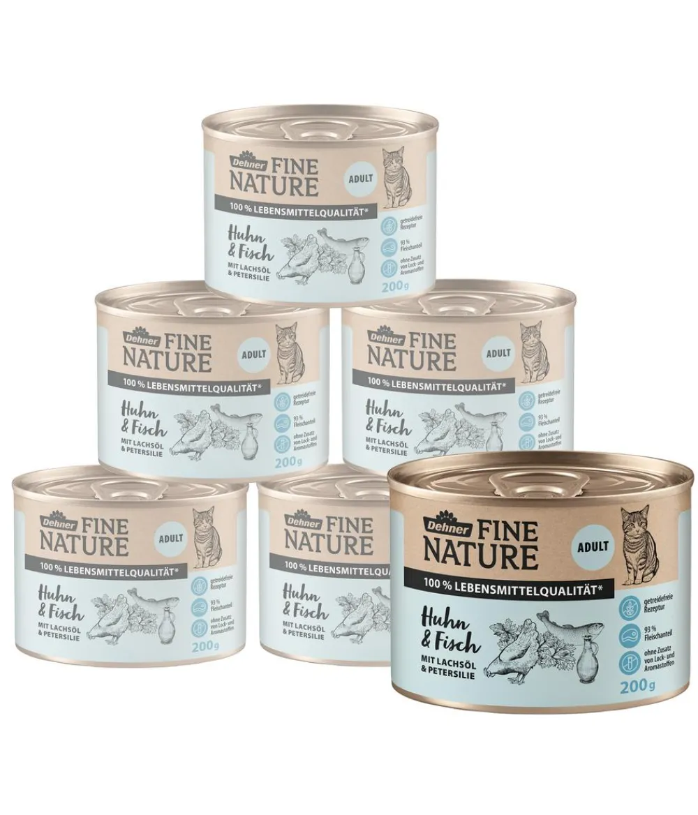 Dehner Fine Nature Nassfutter für Katzen Adult, Huhn & Fisch mit Lachsöl & Petersilie Sale