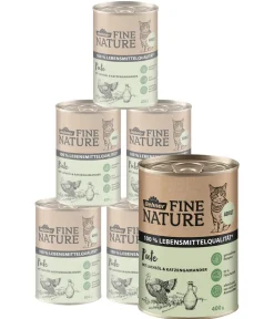 Dehner Fine Nature Nassfutter Katze - Nassfutter für Katzen Adult, Pute mit Lachsöl & Katzengamander