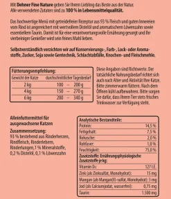 Dehner Fine Nature Nassfutter Katze - Nassfutter für Katzen Adult, Rind mit Distelöl & Löwenzahn