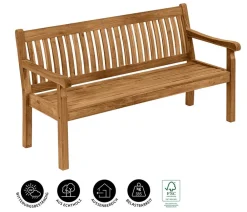 Dehner 3-Sitzer Gartenbänke|Gartenbänke Holz - Gartenbank Havanna, 3-Sitzer Hellbraun