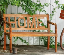 Dehner 2-Sitzer Gartenbänke|Gartenbänke Holz - Gartenbank Home, 2-Sitzer Braun
