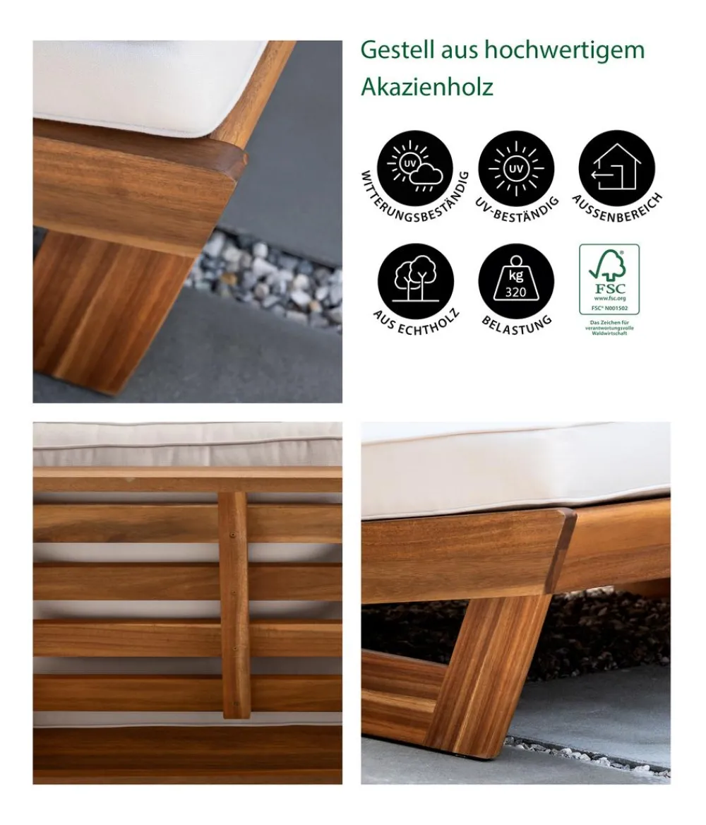 Dehner 2-Sitzer Gartenbänke|Balkonmöbel Holz - Gartenbank Palma, 2-Sitzer