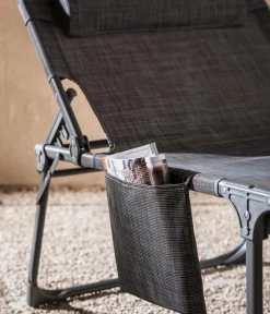 Dehner Klappliegen|Relaxliegen - Gartenliege Mallorca, ca. B71/H112/T232 cm Dunkelgrau