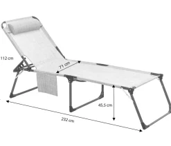 Dehner Klappliegen|Relaxliegen - Gartenliege Mallorca, ca. B71/H112/T232 cm Dunkelgrau