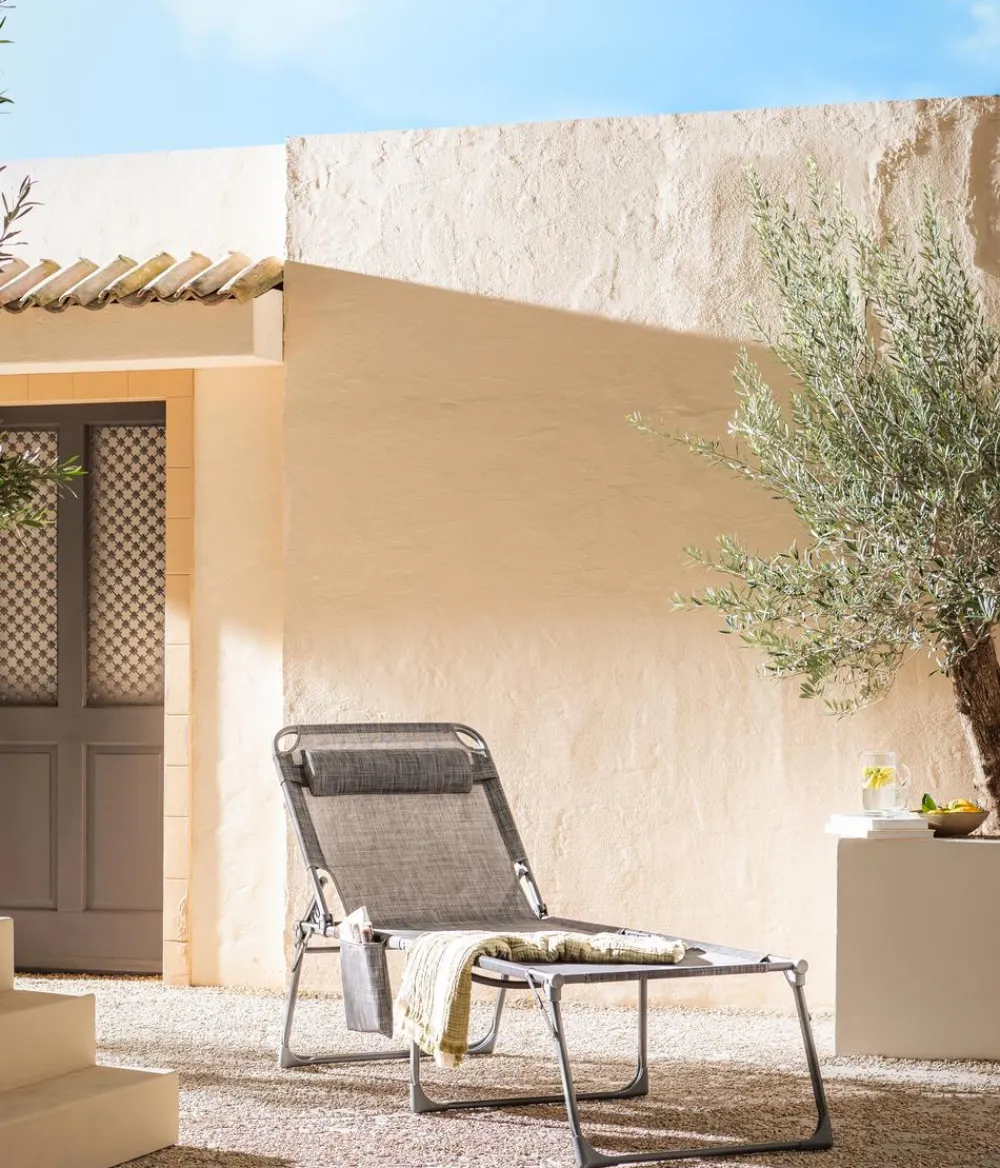 Dehner Klappliegen|Relaxliegen - Gartenliege Mallorca, ca. B71/H112/T232 cm Dunkelgrau