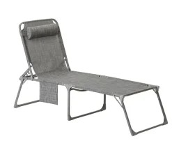 Dehner Klappliegen|Relaxliegen - Gartenliege Mallorca, ca. B71/H112/T232 cm Dunkelgrau