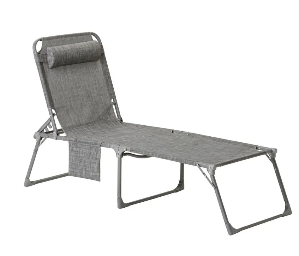 Dehner Klappliegen|Relaxliegen - Gartenliege Mallorca, ca. B71/H112/T232 cm Dunkelgrau