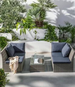 Dehner Loungemöbel|Gartenlounge-Sets - Geflecht-Lounge Rom, 4-teilig