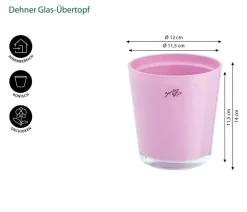 Dehner Glas-Übertopf, konisch, ca. Ø12 cm Zartrosa Best