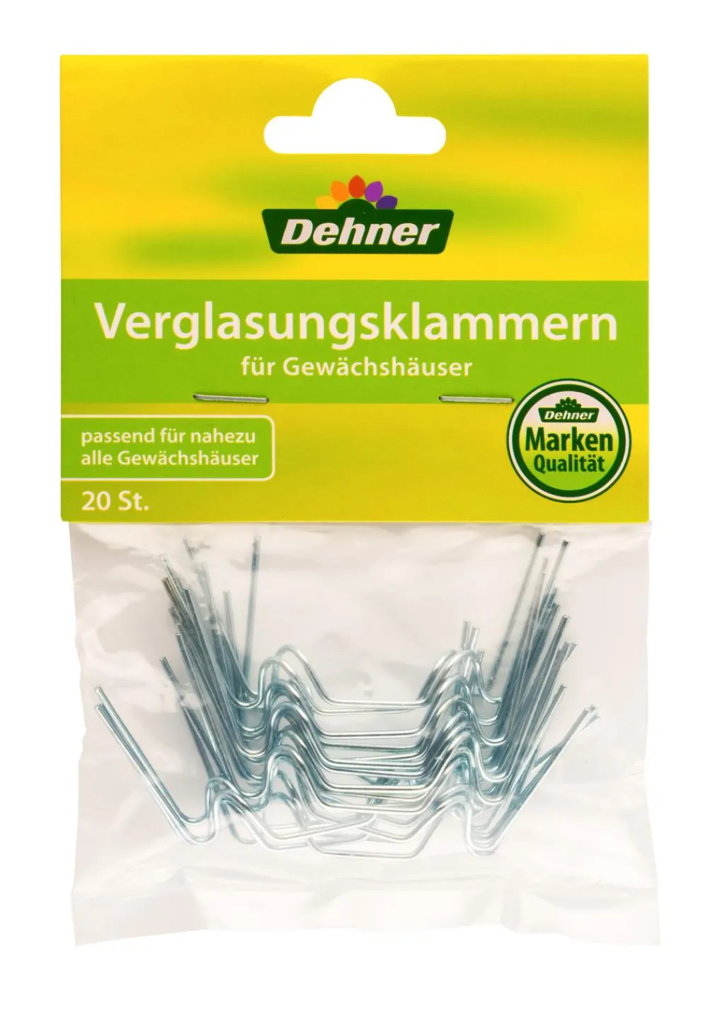 Dehner Gewächshaus Zubehör - Glasfederklammern, 20 Stück Silber