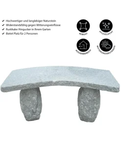 Dehner 2-Sitzer Gartenbänke|Gartenbänke Stein - Granit-Gartenbank, gebogen, 2-Sitzer Grau