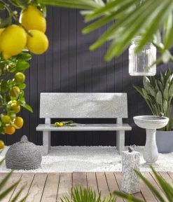 Dehner 2-Sitzer Gartenbänke|Gartenbänke Stein - Granit-Gartenbank, , ca. B120/H75/T50 cm Grau