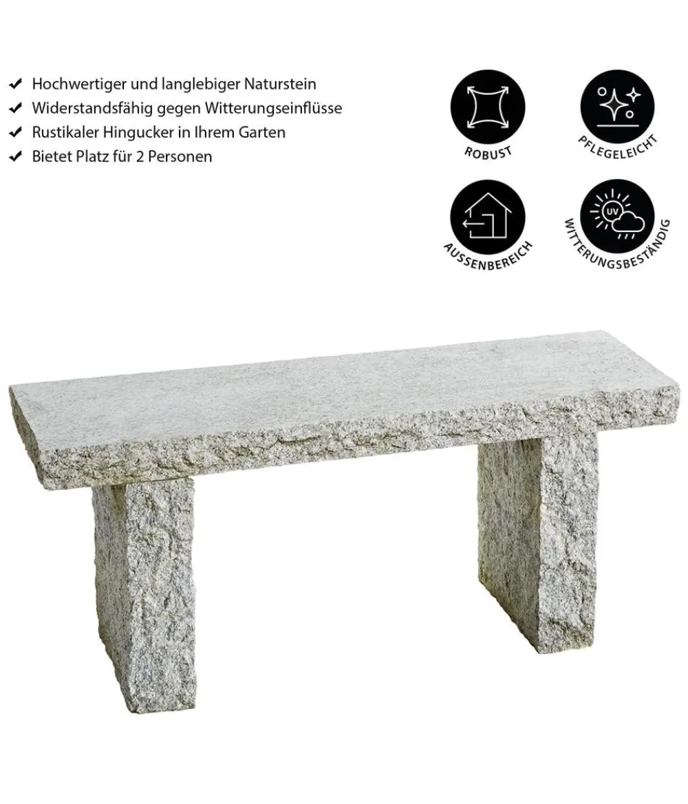 Dehner 2-Sitzer Gartenbänke|Gartenbänke Stein > Granit-Gartenbank, 2-Sitzer