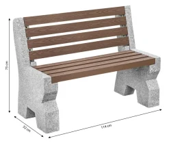 Dehner 2-Sitzer Gartenbänke|Gartenbänke Stein > Granit-Gartenbank, 2-Sitzer, ca. B114/H75/T52 cm