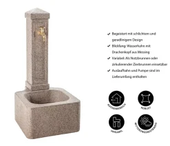 Dehner Gartenbrunnen - Granit-Gartenbrunnen Linz, ca. B62/H100/T46 cm Grau