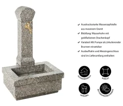 Dehner Gartenbrunnen - Granit-Gartenbrunnen Linz, ca. B62/H100/T46 cm Grau