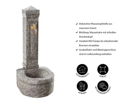 Dehner Gartenbrunnen - Granit-Gartenbrunnen Berlin, ca. H110 cm Grau