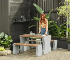 Dehner Esstisch-Gruppen|Gartenmöbel-Sets > Granit-Gartenmöbelset, ca. B120 cm
