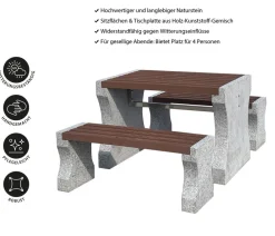 Dehner Esstisch-Gruppen|Gartenmöbel-Sets > Granit-Gartenmöbelset, ca. B120 cm