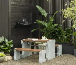 Dehner Esstisch-Gruppen|Gartenmöbel-Sets > Granit-Gartenmöbelset, ca. B120 cm