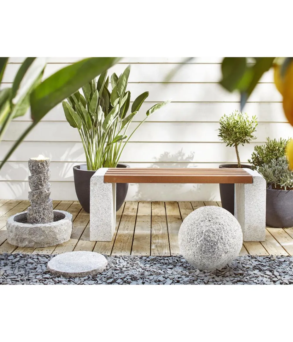 Dehner Gartenkugeln & Glas Deko|Gartenzwerge & Gartenfiguren - Granit-Kugel Grau