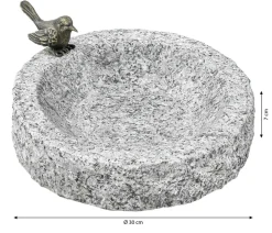 Dehner Mehr Gartendekoration|Vogeltränken - Granit-Vogeltränke, ca. Ø30/H7 cm Grau