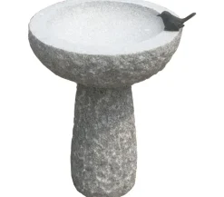 Dehner Vogeltränken|Gartenzwerge & Gartenfiguren - Granit-Vogeltränke Ø42/H57 cm Grau