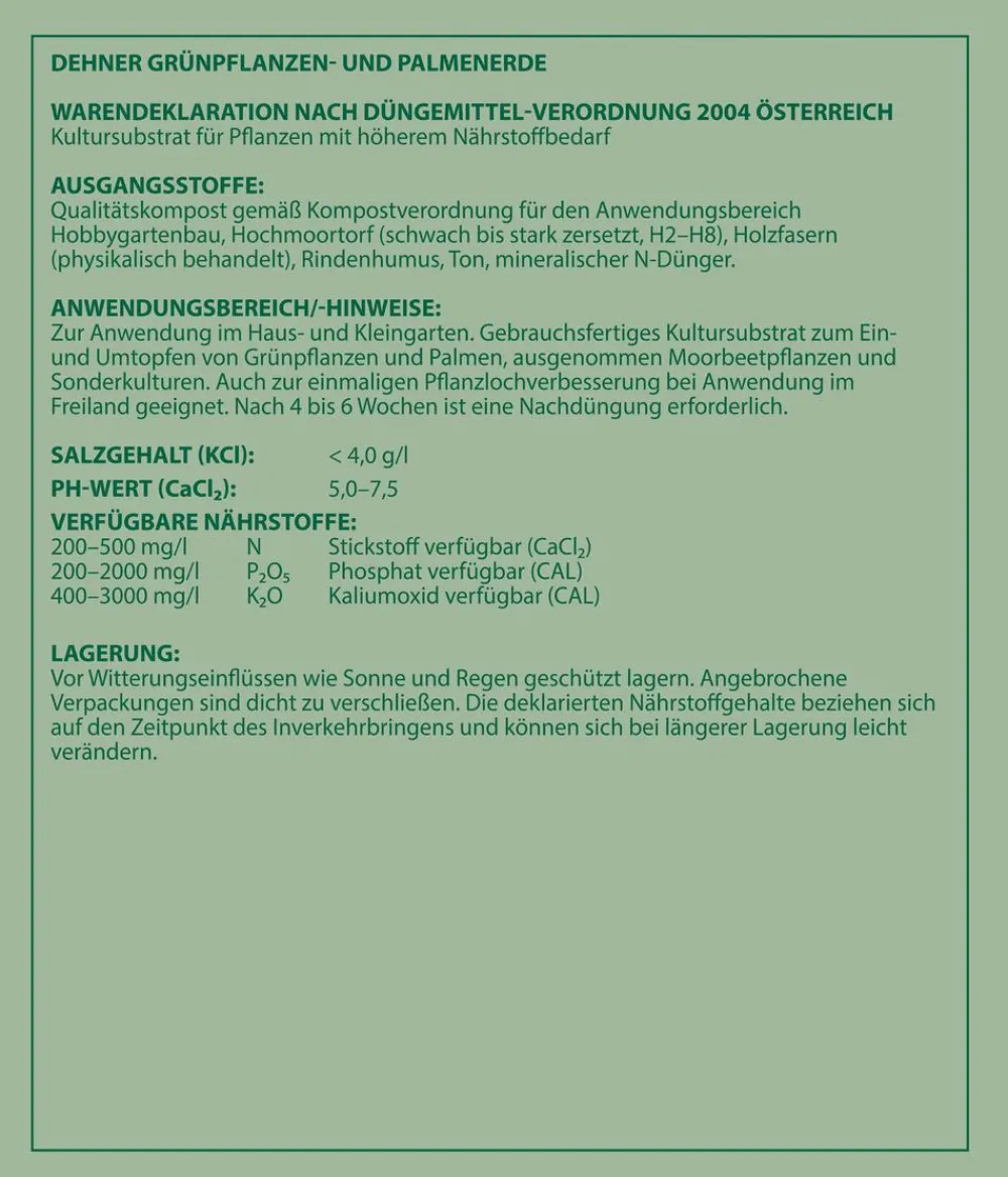 Dehner Grünpflanzen- und Palmenerde, 75 x 10 Liter New