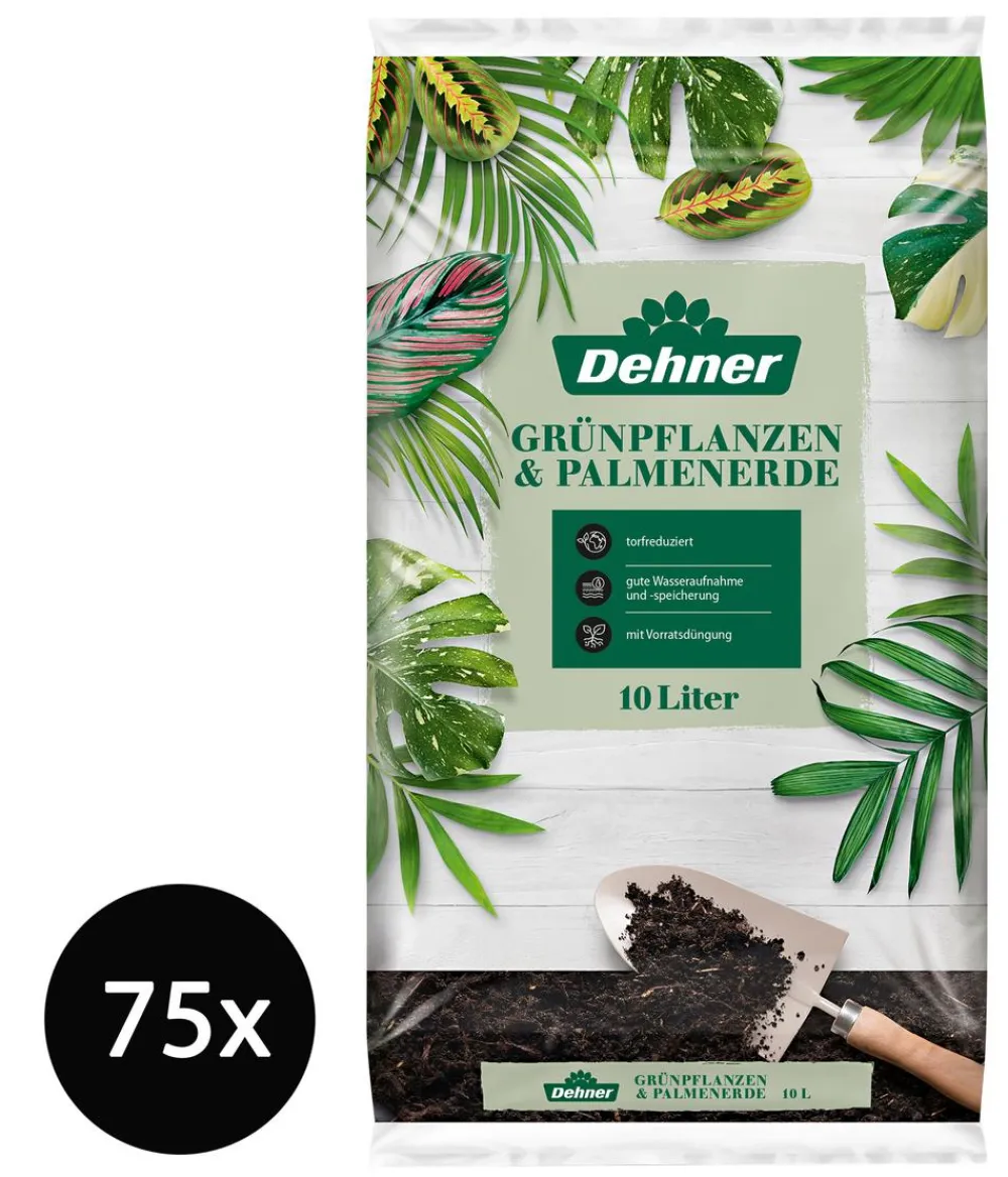 Dehner Grünpflanzen- und Palmenerde, 75 x 10 Liter New
