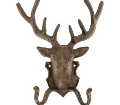 Dehner Gartenzwerge & Gartenfiguren - Gusseisen-Hirsch mit Haken Braun