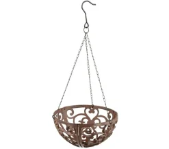 Dehner Blumenampeln & -Schalen > Gusseisen-Hängeampel Katalonien mit Kokoseinlage, rund, rost, ca. Ø30/H15 cm