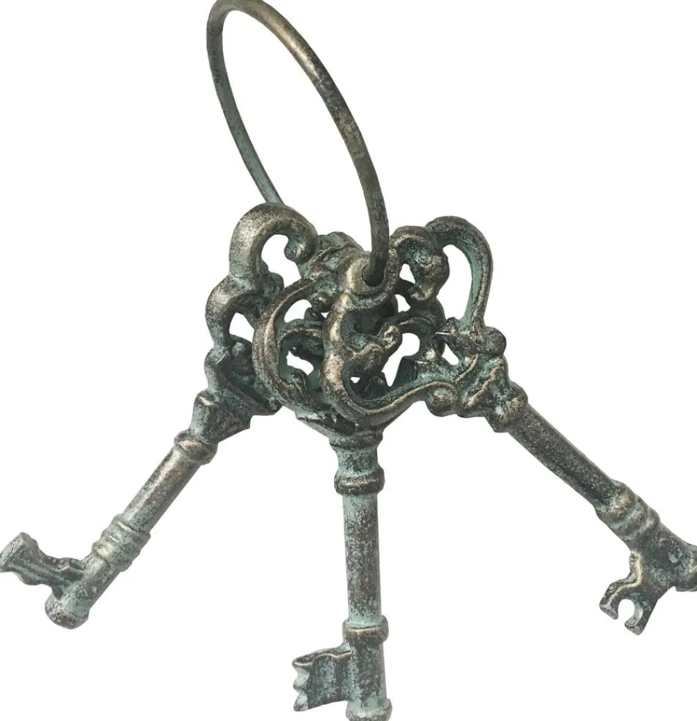 Dehner Gartenzwerge & Gartenfiguren - Gusseisen Schlüssel Antik, 8 x 6,5 x 21,5 cm Gold