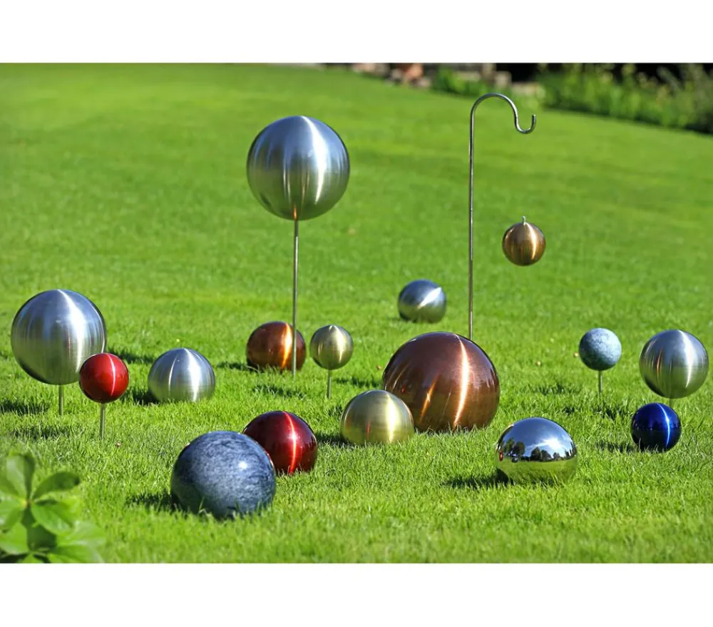 Dehner Gartenkugeln & Glas Deko|Mehr Gartendekoration - Haken-Aufsatz für Edelstahl-Stäbe Silber