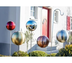 Dehner Gartenkugeln & Glas Deko|Mehr Gartendekoration - Haken-Aufsatz für Edelstahl-Stäbe Silber