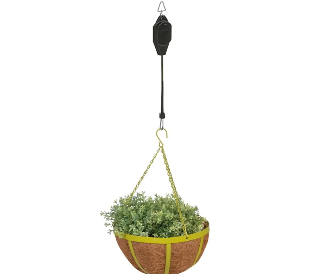 Dehner Blumenampeln & -Schalen|Mehr Blumentopfzubehör - Hängeampel-Lift mit Zughaken Grau