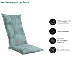 Dehner Sitzauflagen - Hochlehnerauflage Aosta, ca. B50/H6/T123 cm Grün