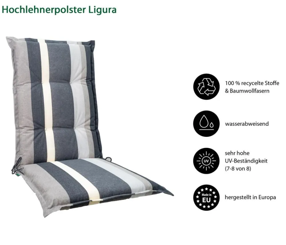 Dehner Hochlehnerauflage Ligura, ca. B50/H6/T123 cm Grau Online